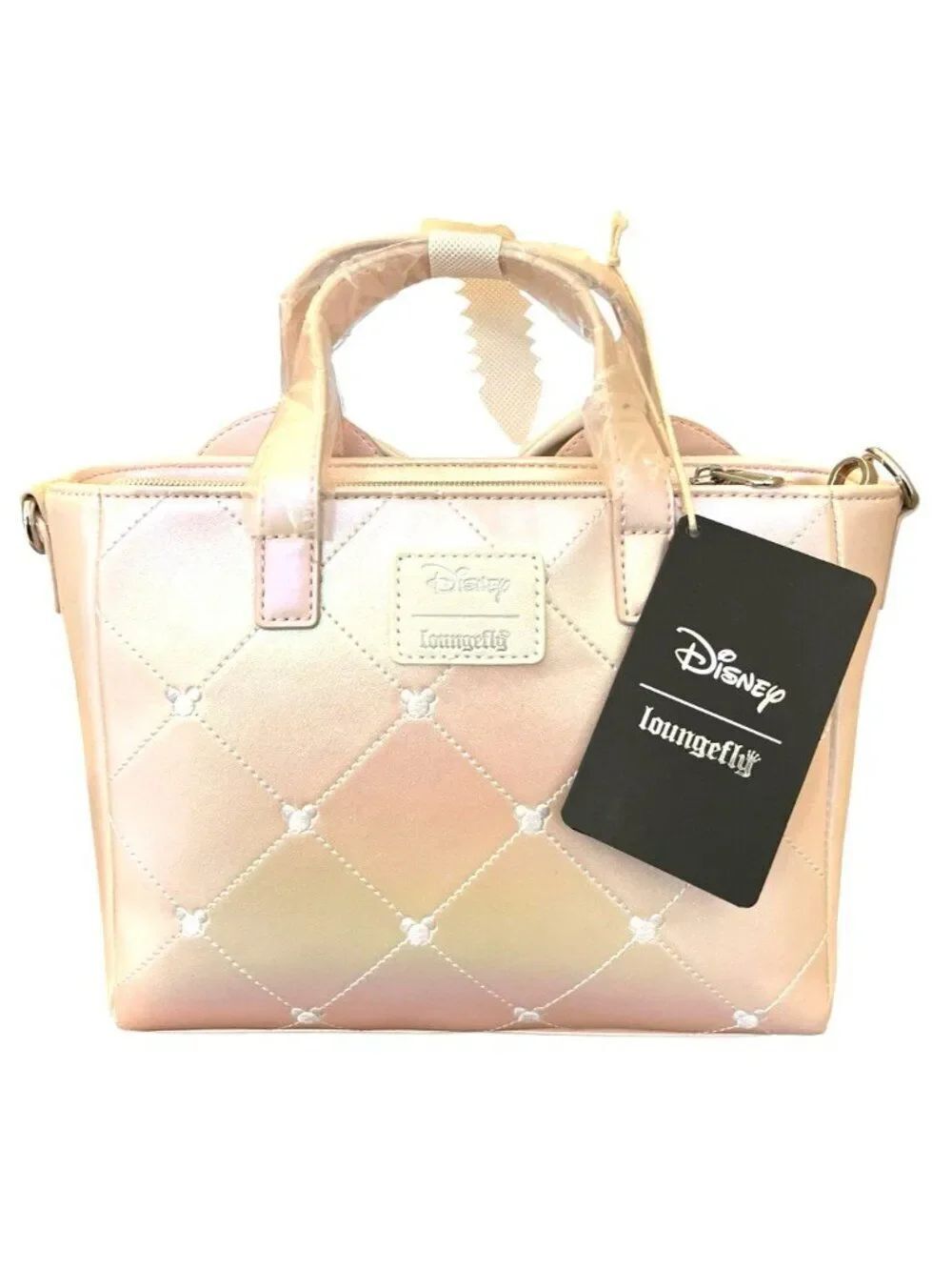 Loungefly Minnie Mouse Pink Pearl Mini Irridescent Crossbody Satchel NEW CREASE - Picture 2 of 6